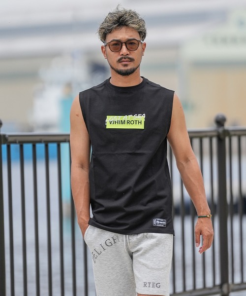 adamsJUGGLER（アダムスジャグラー）の「W/RL.A.Sネオンボックスノースリーブ（タンクトップ・メンズ・ホワイト/ブラック・M/L/XL）」の2枚目の写真