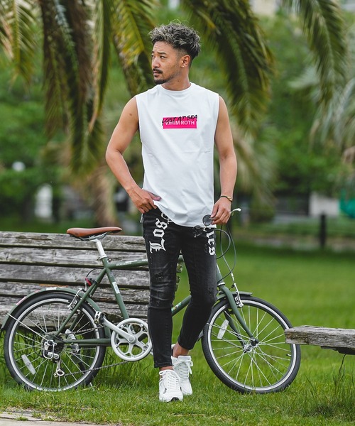 adamsJUGGLER（アダムスジャグラー）の「W/RL.A.Sネオンボックスノースリーブ（タンクトップ・メンズ・ホワイト/ブラック・M/L/XL）」の5枚目の写真