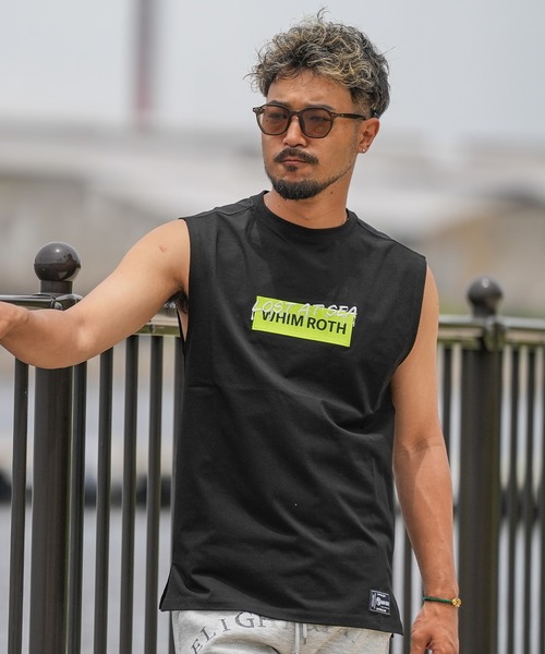 adamsJUGGLER（アダムスジャグラー）の「W/RL.A.Sネオンボックスノースリーブ（タンクトップ・メンズ・ホワイト/ブラック・M/L/XL）」の19枚目の写真