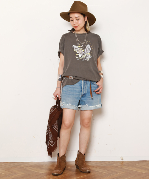 GOOD ROCK SPEED(グッドロックスピード)の「【GOOD ROCK SPEED / グッドロックスピード】別注イーグルダメージTシャツ(Tシャツ/カットソー・レディース・ブラック系その他/ブラウン・FREE)」の16枚目の写真
