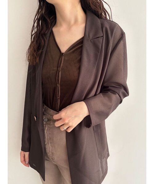 LAGUNAMOON（ラグナムーン）の「メッシュダブルテーラージャケット 秋服（テーラードジャケット・レディース・ブラック/アイボリー/ブラウン・FREE）」の11枚目の写真