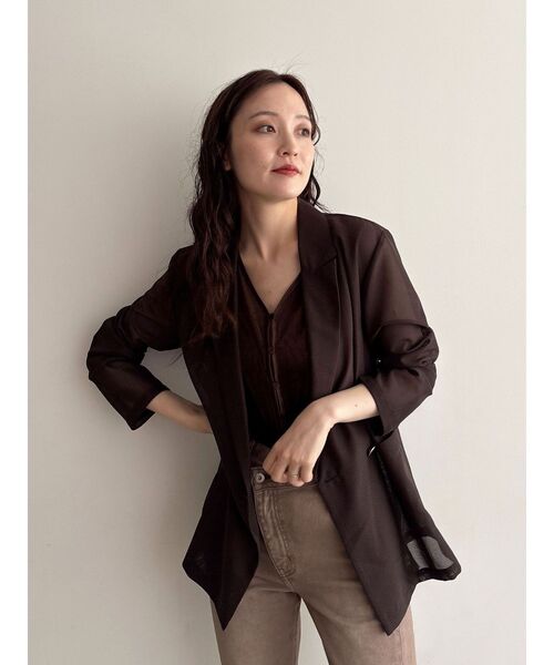 LAGUNAMOON（ラグナムーン）の「メッシュダブルテーラージャケット 秋服（テーラードジャケット・レディース・ブラック/アイボリー/ブラウン・FREE）」の13枚目の写真