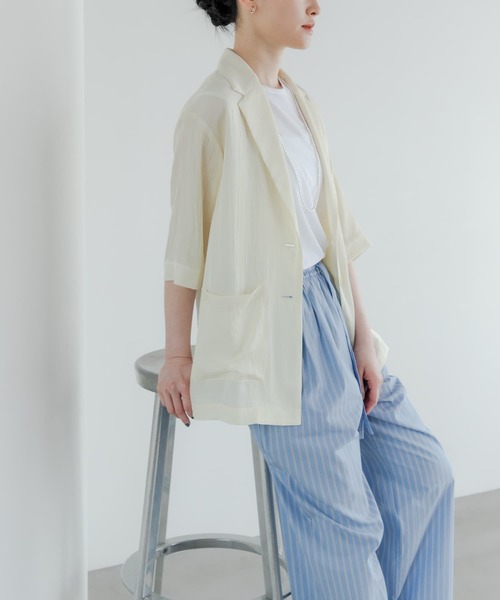 セール】『接触冷感』Naiaアセテートハーフスリーブジャケット