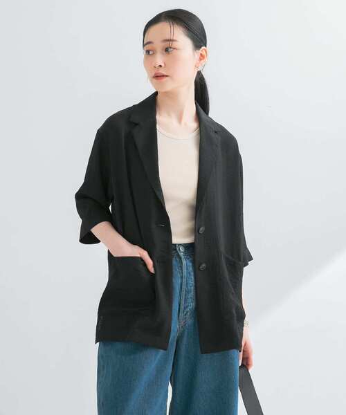 2025SM 23区/速乾性/接触冷感 ハーフスリーブジャケット Oggi6月号掲載/速乾性/接触冷感】シアータンブラー ハーフ