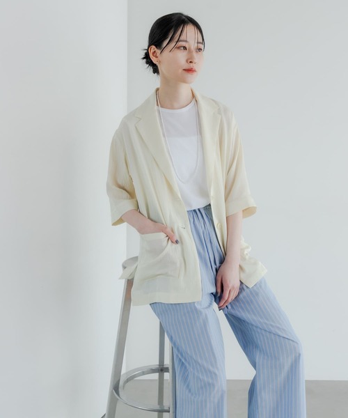 セール】『接触冷感』Naiaアセテートハーフスリーブジャケット（その他