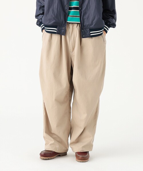 新品 BEAMS+ 2プリーツツイル ワイドチノパン ネイビー 日本製