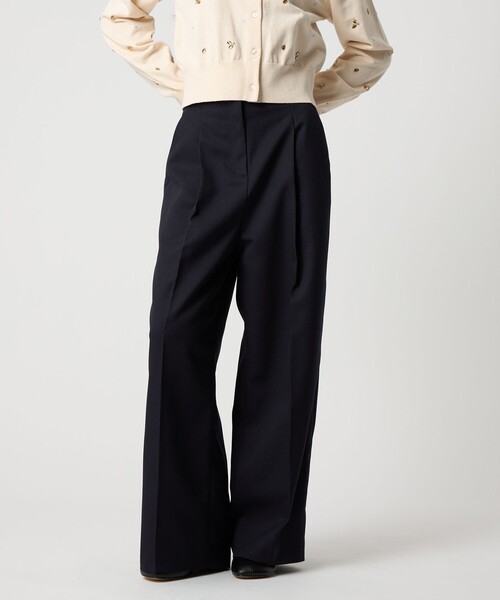 EMMEL REFINES(エメルリファインズ)の「<EMMEL REFINES>EM センタープレス ウエストタチキリ パンツ(スラックス・レディース・ネイビー/グレー・M/S)」の2枚目の写真