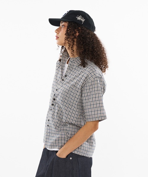 WISH FOR EVER（ウィッシュフォーエバー）の「FAKE BOTTON SEERSUCKER SHORT SHIRT/ フェイクボタンシアサッカーショートシャツ（シャツ/ブラウス・メンズ・レッド/カーキ/ライトブルー・SMALL/MEDIUM/LARGE）」の13枚目の写真