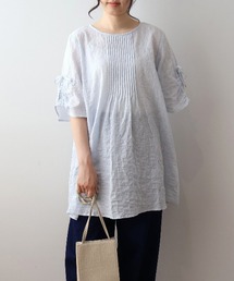 MB mint breeze（エムビーミントブリーズ）の「【L～5L 大きいサイズ】コットンシャーリングドロストスリーブチュニック 半袖 春夏（チュニック）」