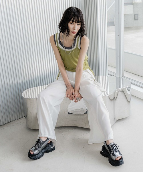 HARE（ハレ）の「ムジレイヤードタンク(HARE)（タンクトップ・レディース・イエロー/ブラウン/ブルー・FREE）」の9枚目の写真