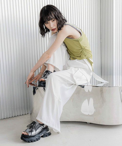 HARE（ハレ）の「ムジレイヤードタンク(HARE)（タンクトップ・レディース・イエロー/ブラウン/ブルー・FREE）」の8枚目の写真