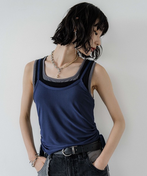 HARE（ハレ）の「ムジレイヤードタンク(HARE)（タンクトップ・レディース・イエロー/ブラウン/ブルー・FREE）」の21枚目の写真