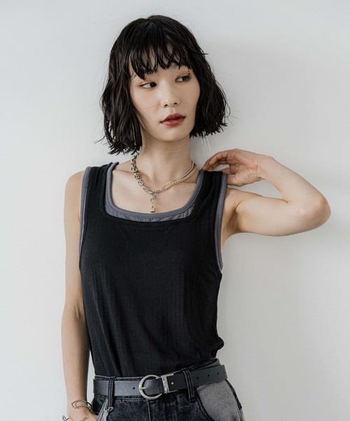 HARE（ハレ）の「ムジレイヤードタンク(HARE)（タンクトップ・レディース・イエロー/ブラウン/ブルー・FREE）」の18枚目の写真