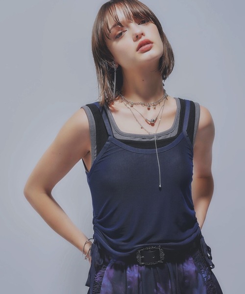 HARE（ハレ）の「ムジレイヤードタンク(HARE)（タンクトップ・レディース・イエロー/ブラウン/ブルー・FREE）」の16枚目の写真