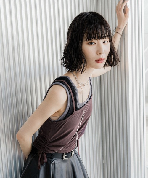 HARE（ハレ）の「ムジレイヤードタンク(HARE)（タンクトップ・レディース・イエロー/ブラウン/ブルー・FREE）」の12枚目の写真