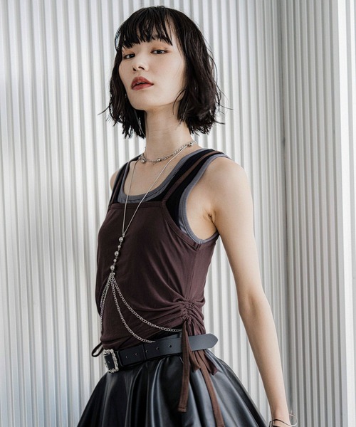 HARE（ハレ）の「ムジレイヤードタンク(HARE)（タンクトップ・レディース・イエロー/ブラウン/ブルー・FREE）」の11枚目の写真