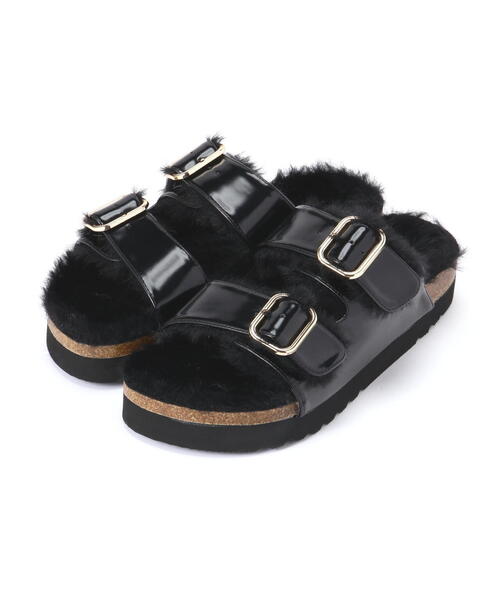 NATURAL BEAUTY BASIC(ナチュラルビューティーベーシック)の「ファーフットベッドサンダル(サンダル・レディース・ベージュ/ブラック・LARGE/MEDIUM)」の3枚目の写真