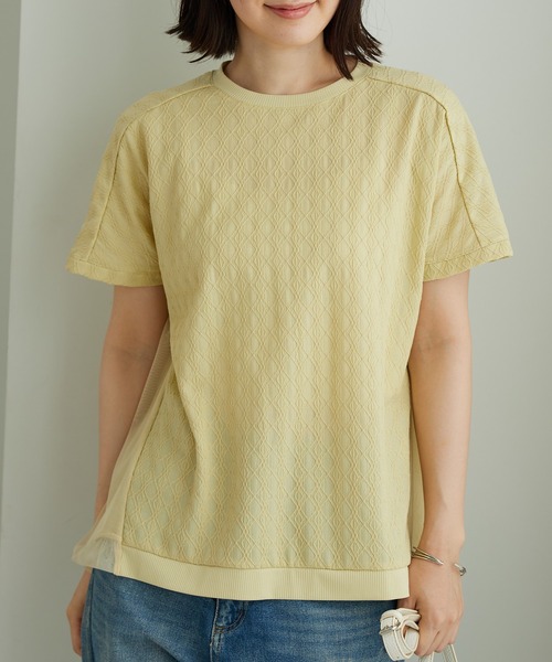BELLUNA PLUS(ベルーナ)の「ジャカード素材チュール重ねプルオーバー(Tシャツ/カットソー・レディース・イエロー/ブラック/アイボリー・X-LARGE/LARGE/MEDIUM)」の17枚目の写真