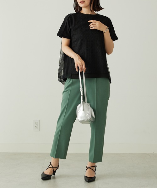 BELLUNA PLUS(ベルーナ)の「ジャカード素材チュール重ねプルオーバー(Tシャツ/カットソー・レディース・イエロー/ブラック/アイボリー・X-LARGE/LARGE/MEDIUM)」の15枚目の写真