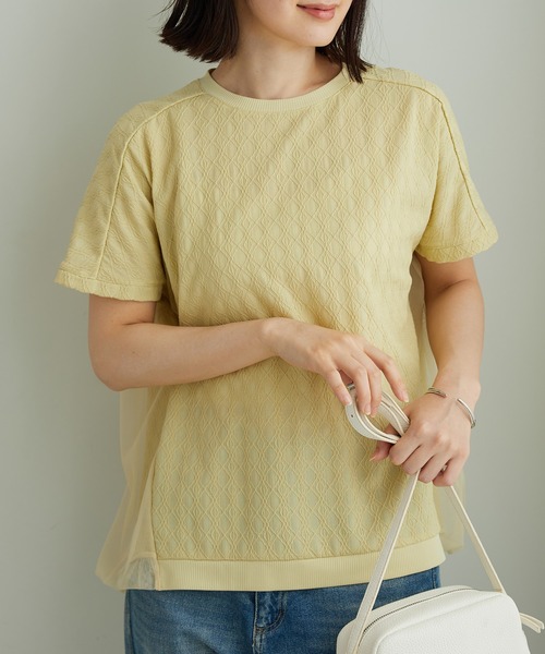 BELLUNA PLUS(ベルーナ)の「ジャカード素材チュール重ねプルオーバー(Tシャツ/カットソー・レディース・イエロー/ブラック/アイボリー・X-LARGE/LARGE/MEDIUM)」の18枚目の写真