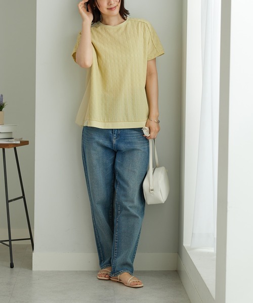 BELLUNA PLUS(ベルーナ)の「ジャカード素材チュール重ねプルオーバー(Tシャツ/カットソー・レディース・イエロー/ブラック/アイボリー・X-LARGE/LARGE/MEDIUM)」の20枚目の写真