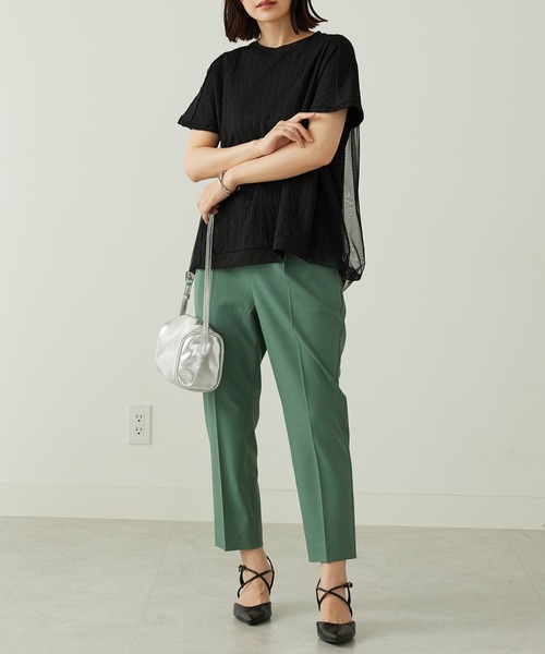 BELLUNA PLUS(ベルーナ)の「ジャカード素材チュール重ねプルオーバー(Tシャツ/カットソー・レディース・イエロー/ブラック/アイボリー・X-LARGE/LARGE/MEDIUM)」の13枚目の写真