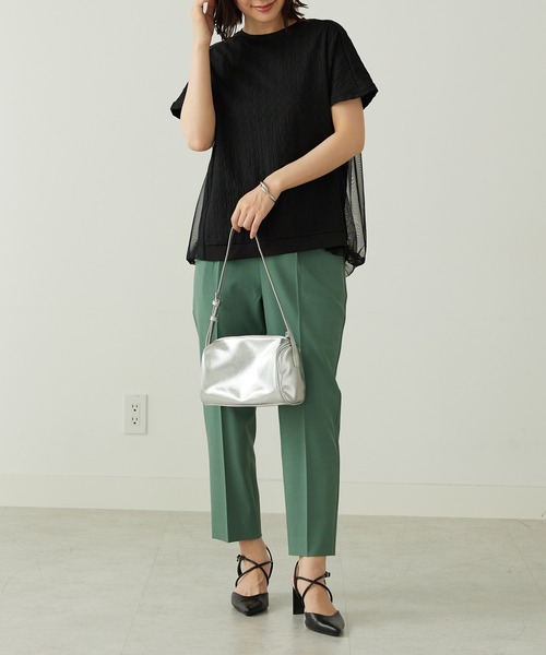 BELLUNA PLUS(ベルーナ)の「ジャカード素材チュール重ねプルオーバー(Tシャツ/カットソー・レディース・イエロー/ブラック/アイボリー・X-LARGE/LARGE/MEDIUM)」の14枚目の写真