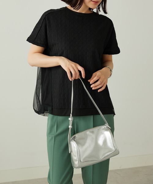 BELLUNA PLUS(ベルーナ)の「ジャカード素材チュール重ねプルオーバー(Tシャツ/カットソー・レディース・イエロー/ブラック/アイボリー・X-LARGE/LARGE/MEDIUM)」の12枚目の写真