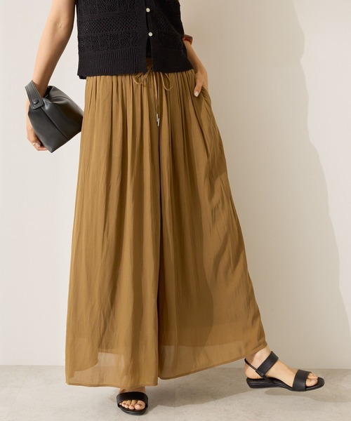 極美品 インポートロッサ パンツ 42 茶 ボーダー ストレッチ ロールアップ OTONA パンツ ストレッチパンツ レディース グレージュ ブラック