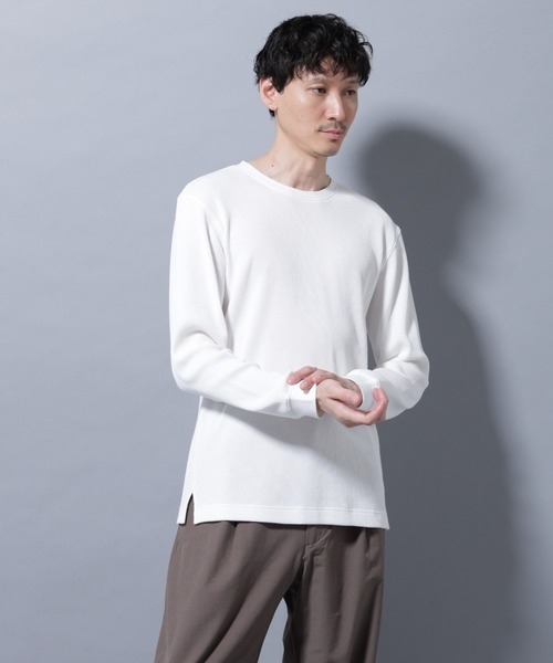 NANO universe（ナノユニバース）の「アンチスメルワッフルTシャツ 長袖（Tシャツ/カットソー・メンズ・ブラック/ホワイト/チャコール・S/M/L/XL）」の5枚目の写真