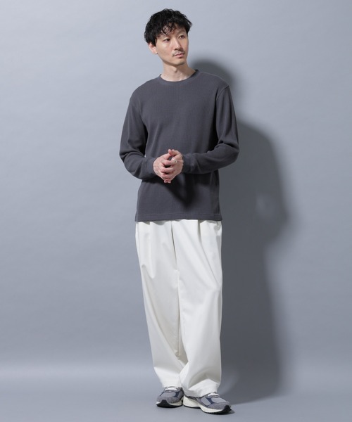 NANO universe（ナノユニバース）の「アンチスメルワッフルTシャツ 長袖（Tシャツ/カットソー・メンズ・ブラック/ホワイト/チャコール・S/M/L/XL）」の14枚目の写真