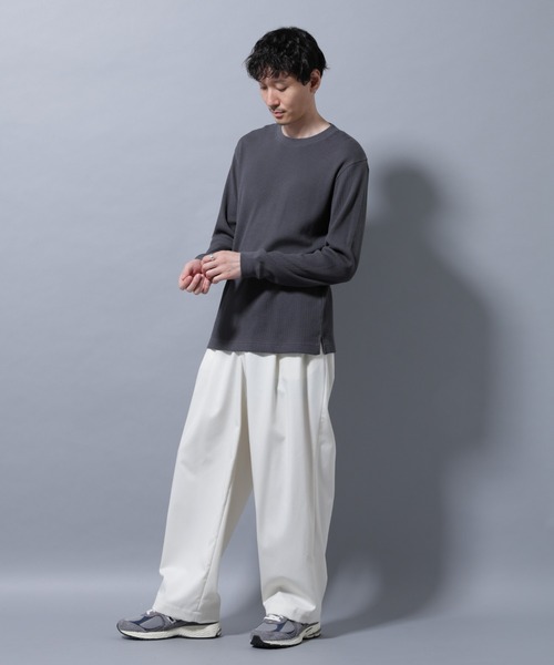 NANO universe（ナノユニバース）の「アンチスメルワッフルTシャツ 長袖（Tシャツ/カットソー・メンズ・ブラック/ホワイト/チャコール・S/M/L/XL）」の15枚目の写真