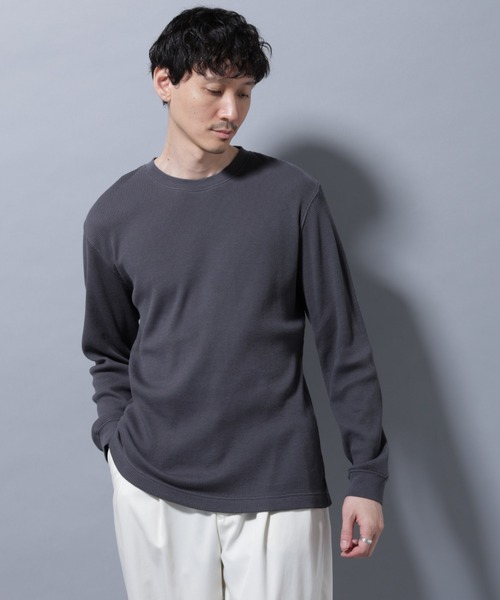 NANO universe（ナノユニバース）の「アンチスメルワッフルTシャツ 長袖（Tシャツ/カットソー・メンズ・ブラック/ホワイト/チャコール・S/M/L/XL）」の11枚目の写真