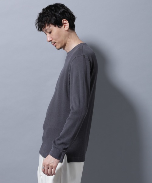 NANO universe（ナノユニバース）の「アンチスメルワッフルTシャツ 長袖（Tシャツ/カットソー・メンズ・ブラック/ホワイト/チャコール・S/M/L/XL）」の13枚目の写真