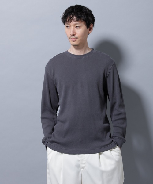 NANO universe（ナノユニバース）の「アンチスメルワッフルTシャツ 長袖（Tシャツ/カットソー・メンズ・ブラック/ホワイト/チャコール・S/M/L/XL）」の12枚目の写真