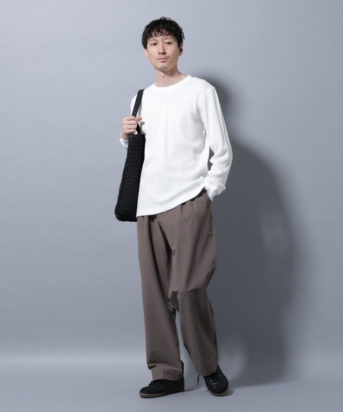 NANO universe（ナノユニバース）の「アンチスメルワッフルTシャツ 長袖（Tシャツ/カットソー・メンズ・ブラック/ホワイト/チャコール・S/M/L/XL）」の7枚目の写真