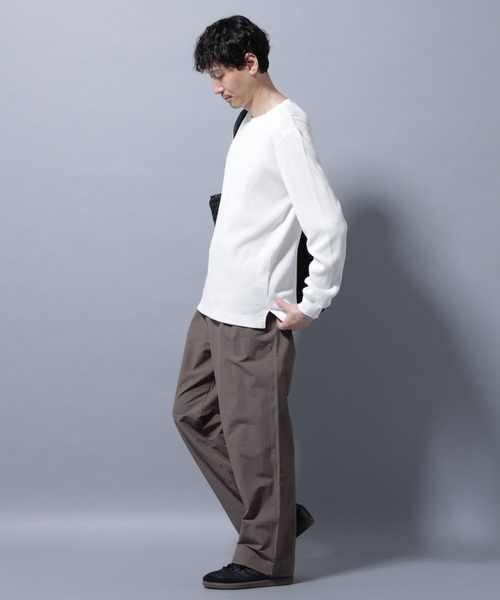 NANO universe（ナノユニバース）の「アンチスメルワッフルTシャツ 長袖（Tシャツ/カットソー・メンズ・ブラック/ホワイト/チャコール・S/M/L/XL）」の9枚目の写真