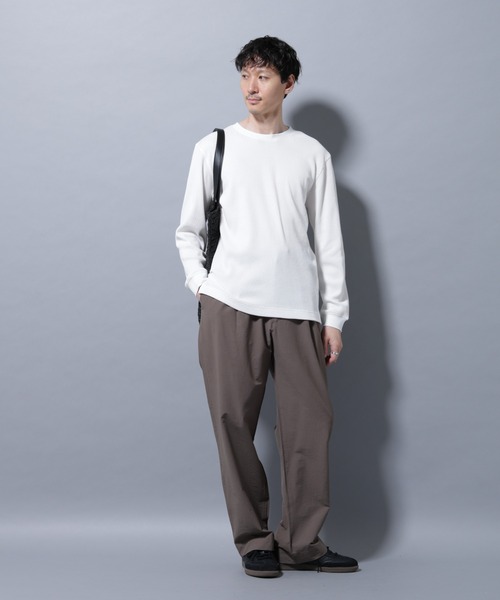 NANO universe（ナノユニバース）の「アンチスメルワッフルTシャツ 長袖（Tシャツ/カットソー・メンズ・ブラック/ホワイト/チャコール・S/M/L/XL）」の8枚目の写真