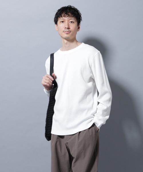 NANO universe（ナノユニバース）の「アンチスメルワッフルTシャツ 長袖（Tシャツ/カットソー・メンズ・ブラック/ホワイト/チャコール・S/M/L/XL）」の4枚目の写真