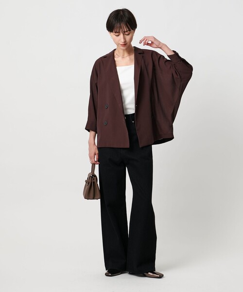 UNITED ARROWS(ユナイテッドアローズ)の「シアー ドルマン ブラウス ジャケット ウォッシャブル(テーラードジャケット・レディース・ネイビー/ベージュ/ダークブラウン・FREE)」の6枚目の写真