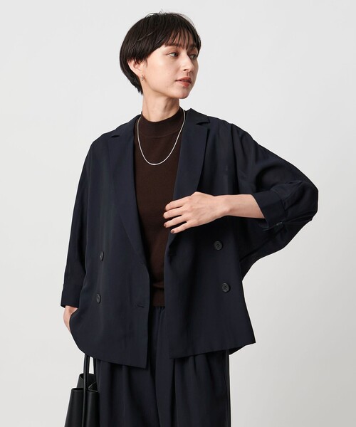 UNITED ARROWS ドルマンスリーブ　ブラウスジャケット38ネイビー UNITED ARROWS（ユナイテッドアローズ）の「ドルマンスリーブ ブラウス