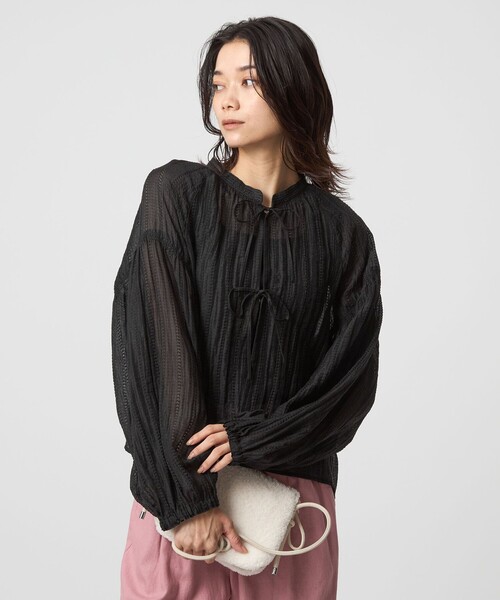 セール】リボン シアー ブラウス（シャツ/ブラウス）｜green label