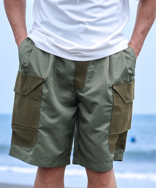 Sunny Smith(サニースミス)の「ワーキング ナイロン サテン カーゴハーフパンツ(カーゴパンツ・メンズ・チャコール/カーキ・LARGE/MEDIUM)」の9枚目の写真