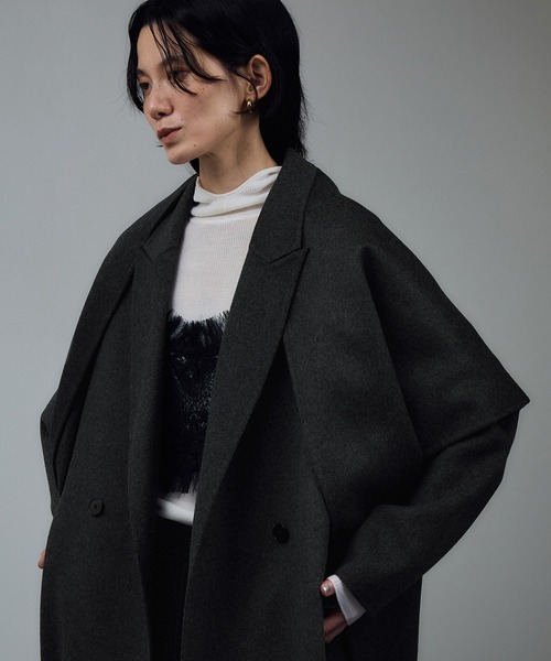 SALON adam et rope'（サロン アダム エ ロペ）の「シャルムリバーストール（ストール/ショール・レディース・チャコールグレー/オフホワイト/ベージュ系その他・FREE）」の3枚目の写真