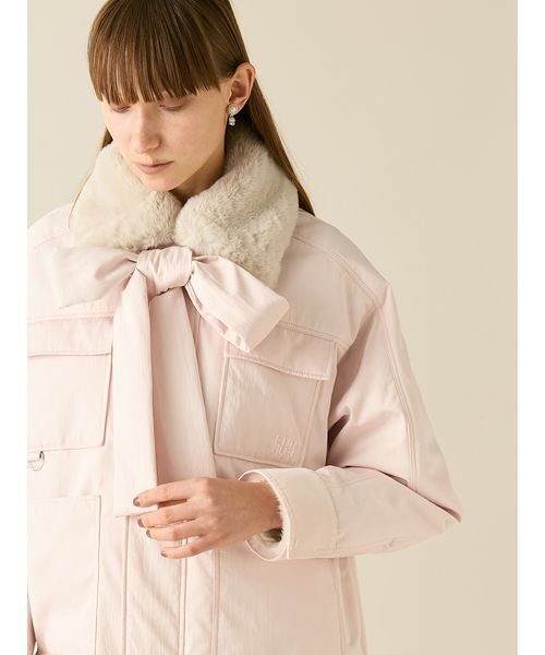 t*ん様 【新品】FUR FUR パデットボウタイワークブルゾン OWHT フリ パデットボウタイワークブルゾン（ブルゾン）｜FURFUR（ファー