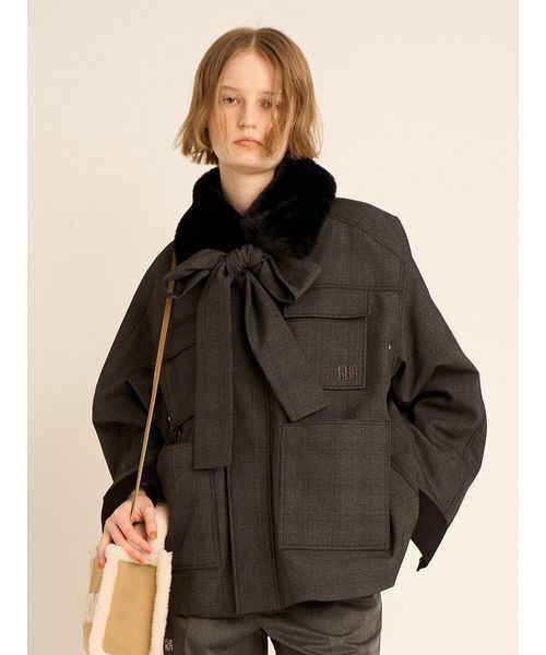 m*i様 【新品】FUR FUR パデットボウタイワークブルゾン BEG フリー FURFUR ブルゾン アウター パデットボウタイワークブルゾン
