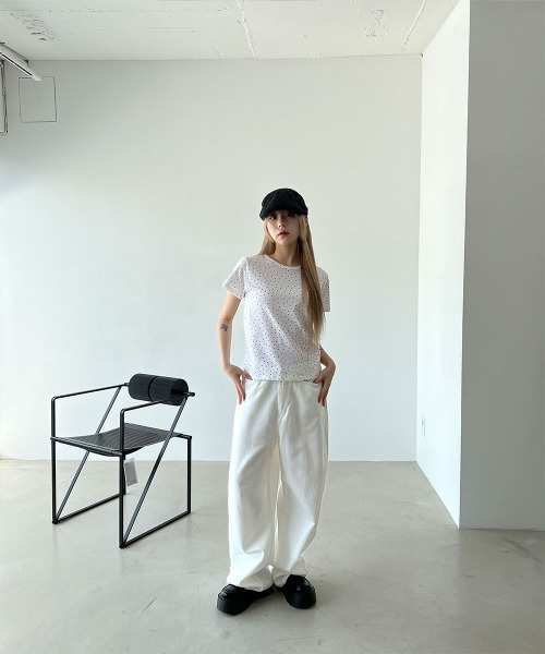 4INT.(フォイント)の「【Kitsch look】スター ドット 半袖 Tシャツ(Tシャツ/カットソー・レディース・ブラック/グレー/ホワイト/チャコール/ライトブルー・FREE)」の18枚目の写真