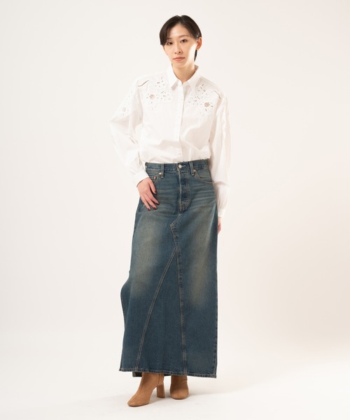 Levi's（リーバイス）の「Levi's/リーバイス ICONIC ロングスカート ミディアムインディゴ（デニムスカート・レディース・インディゴブルー・26inch/25inch/24inch/23inch/28inch/27inch）」の4枚目の写真