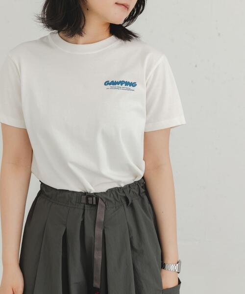 EKAL（エカル）の「製品染GAWPINGロゴTシャツ（Tシャツ/カットソー・レディース・ピンク/グレー/オフホワイト・ONE）」の5枚目の写真