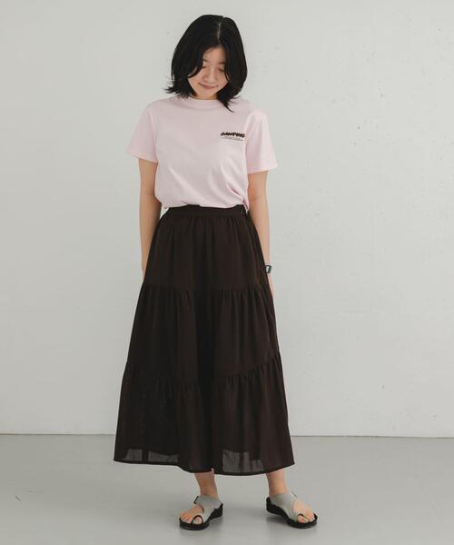 EKAL（エカル）の「製品染GAWPINGロゴTシャツ（Tシャツ/カットソー・レディース・ピンク/グレー/オフホワイト・ONE）」の12枚目の写真